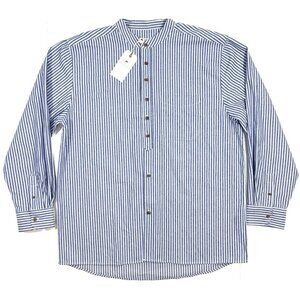 Lee Valley Ireland Shirt Mens Vintage Grandfather Collarless Sz XL Blue Striped